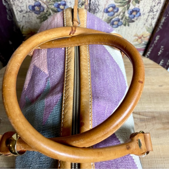 T. Cappelli Vintage Aztec Southwestern Bag Authentic with Gold Ring Leather Trim - Picture 9 of 10